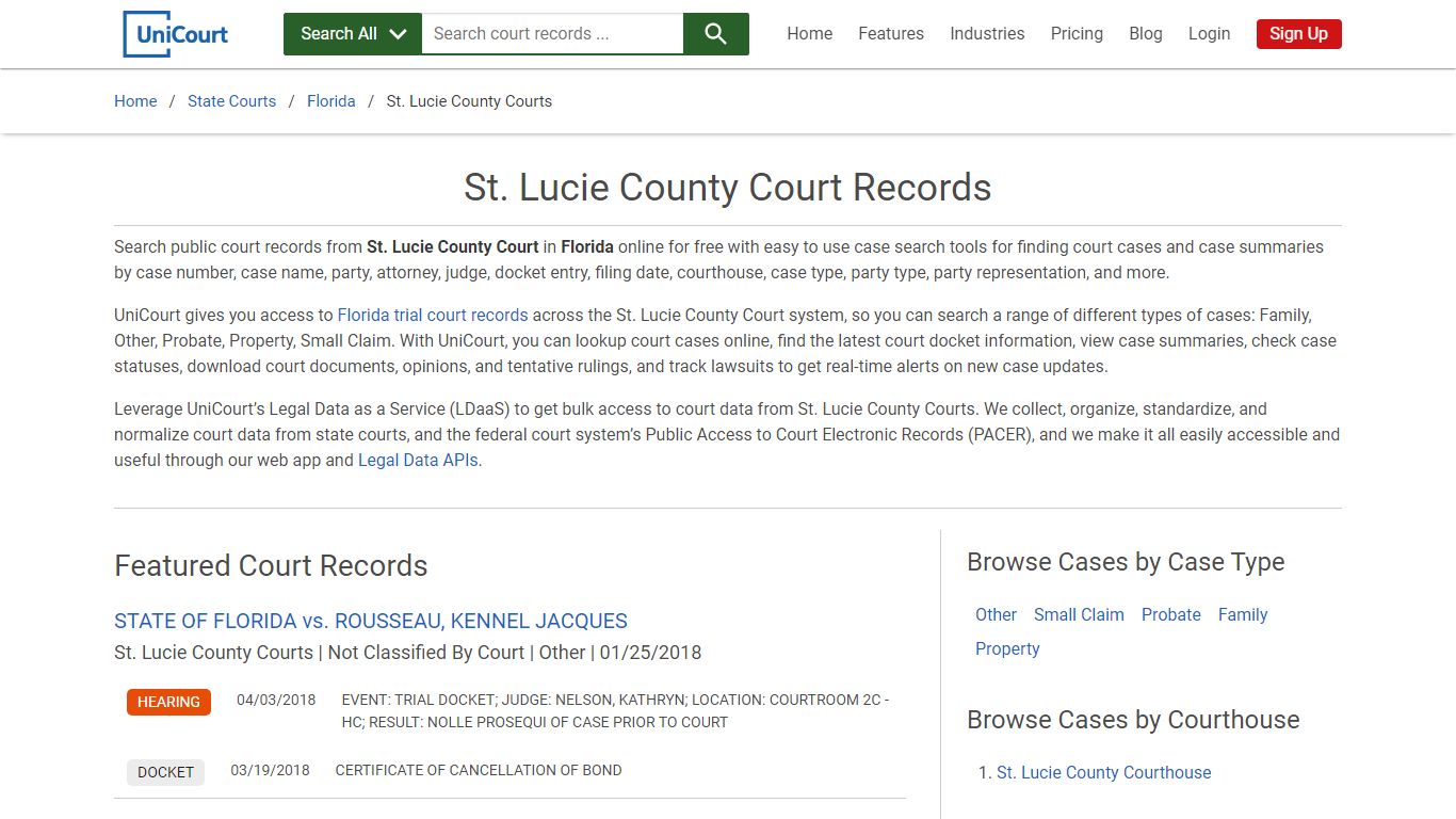 St. Lucie County Court Records | Florida | UniCourt